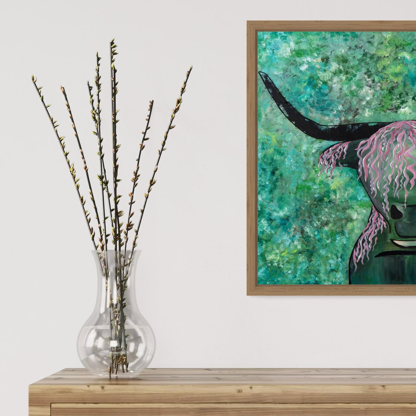 Hippie - Original Acrylic & Oil Highland Cow Painting