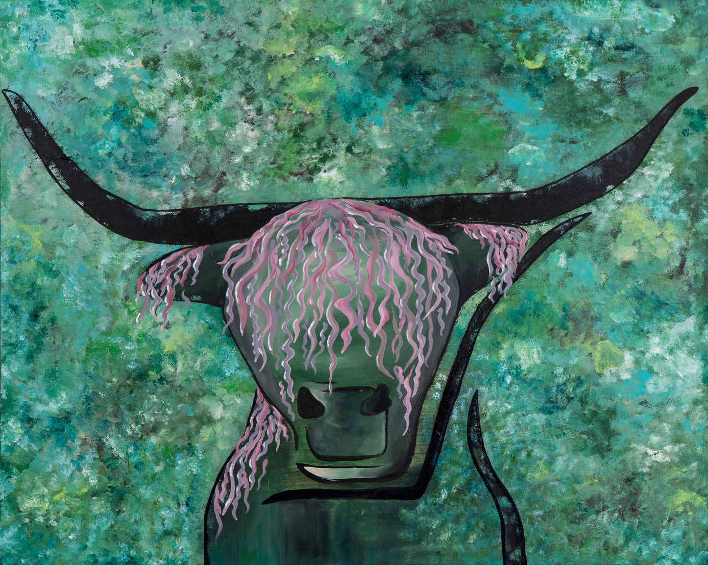 Hippie - Original Acrylic & Oil Highland Cow Painting