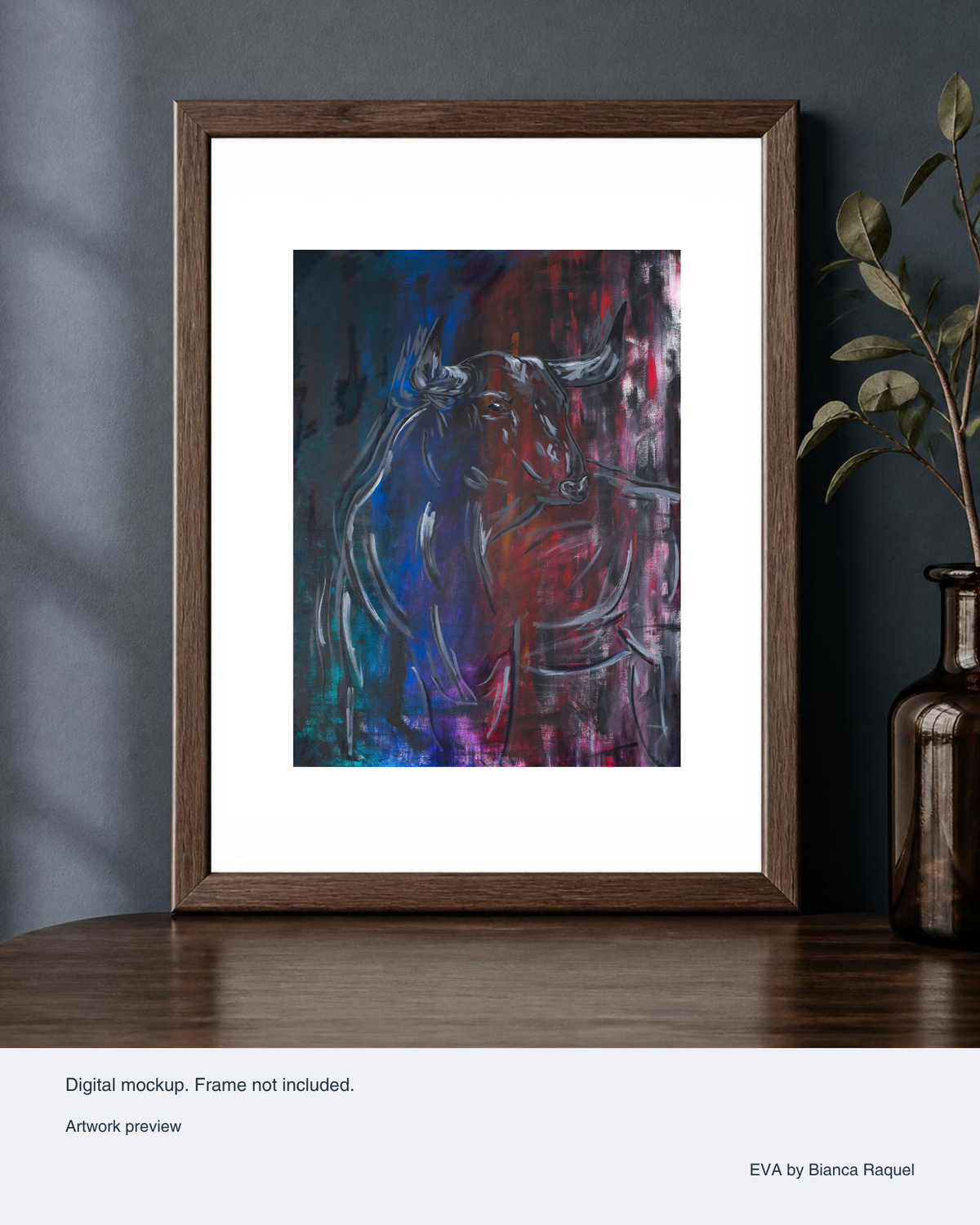 ferdinand signed collector print digital framed mockup, frame not included