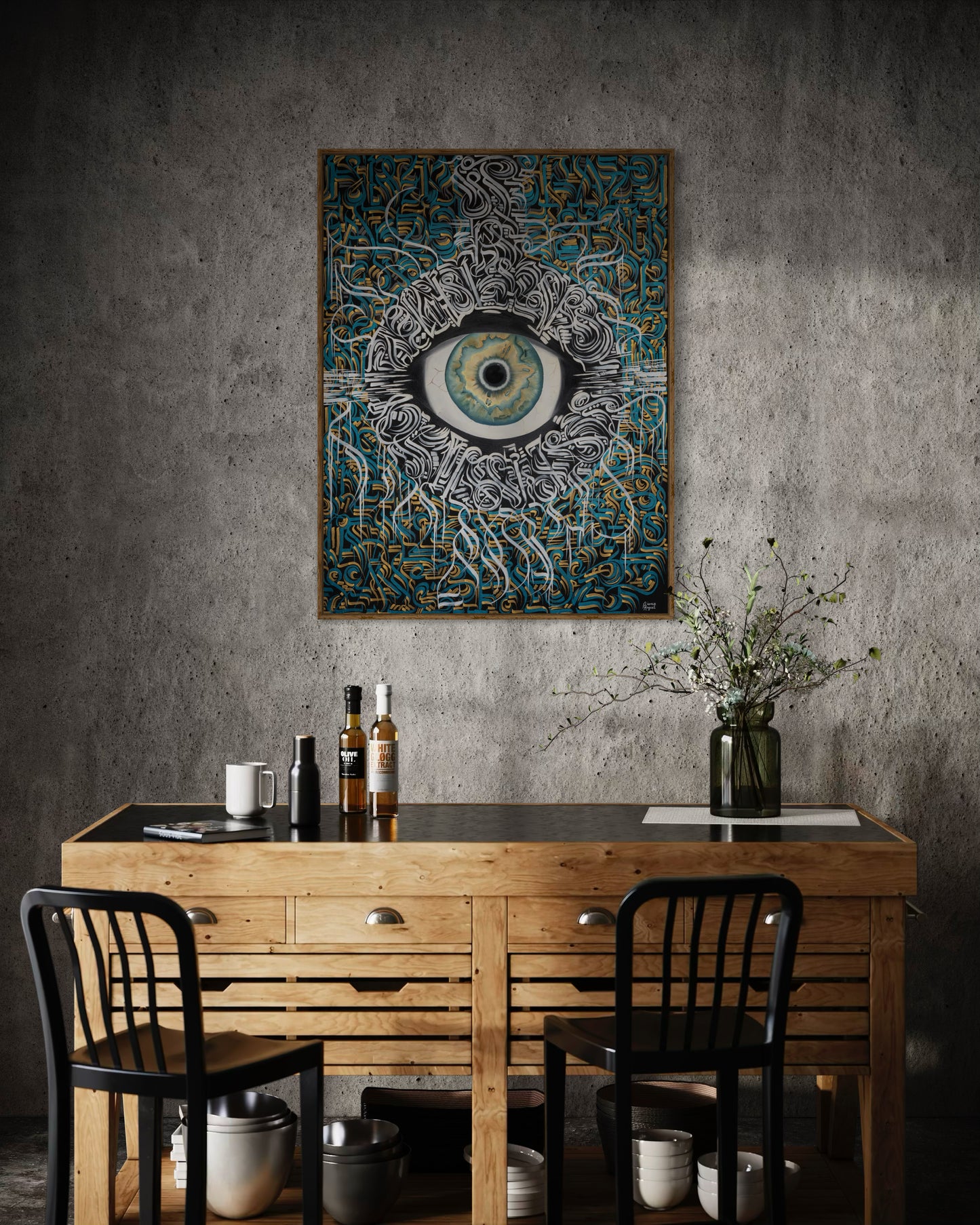 "The All-Seeing Eye" - Original Acrylic & Oil Collaborative Painting