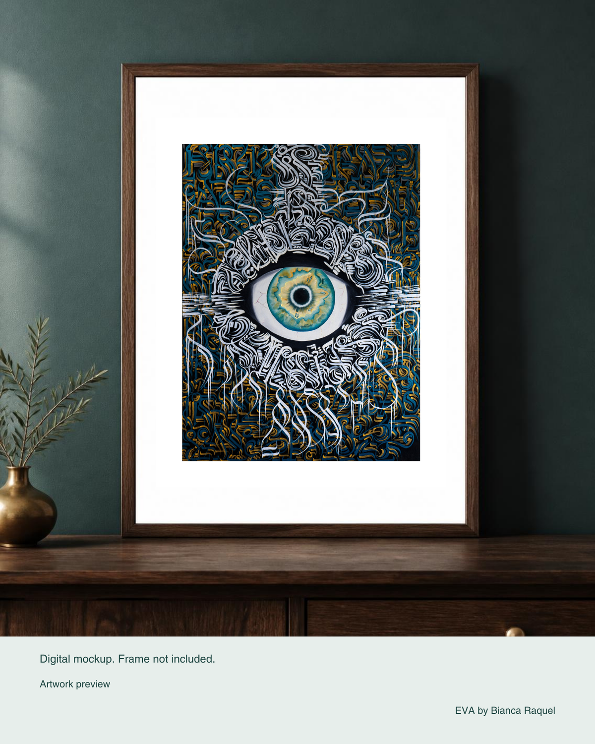 all seeing eye signed collector print digital framed mockup, frame not included