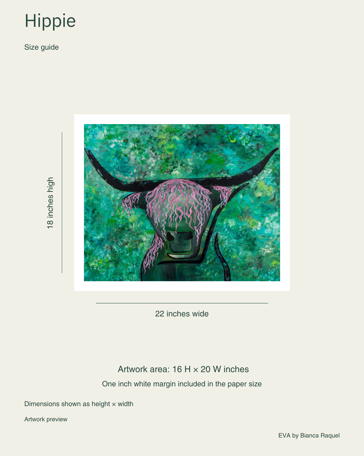 hippie large signed collector print paper and artwork size guide
