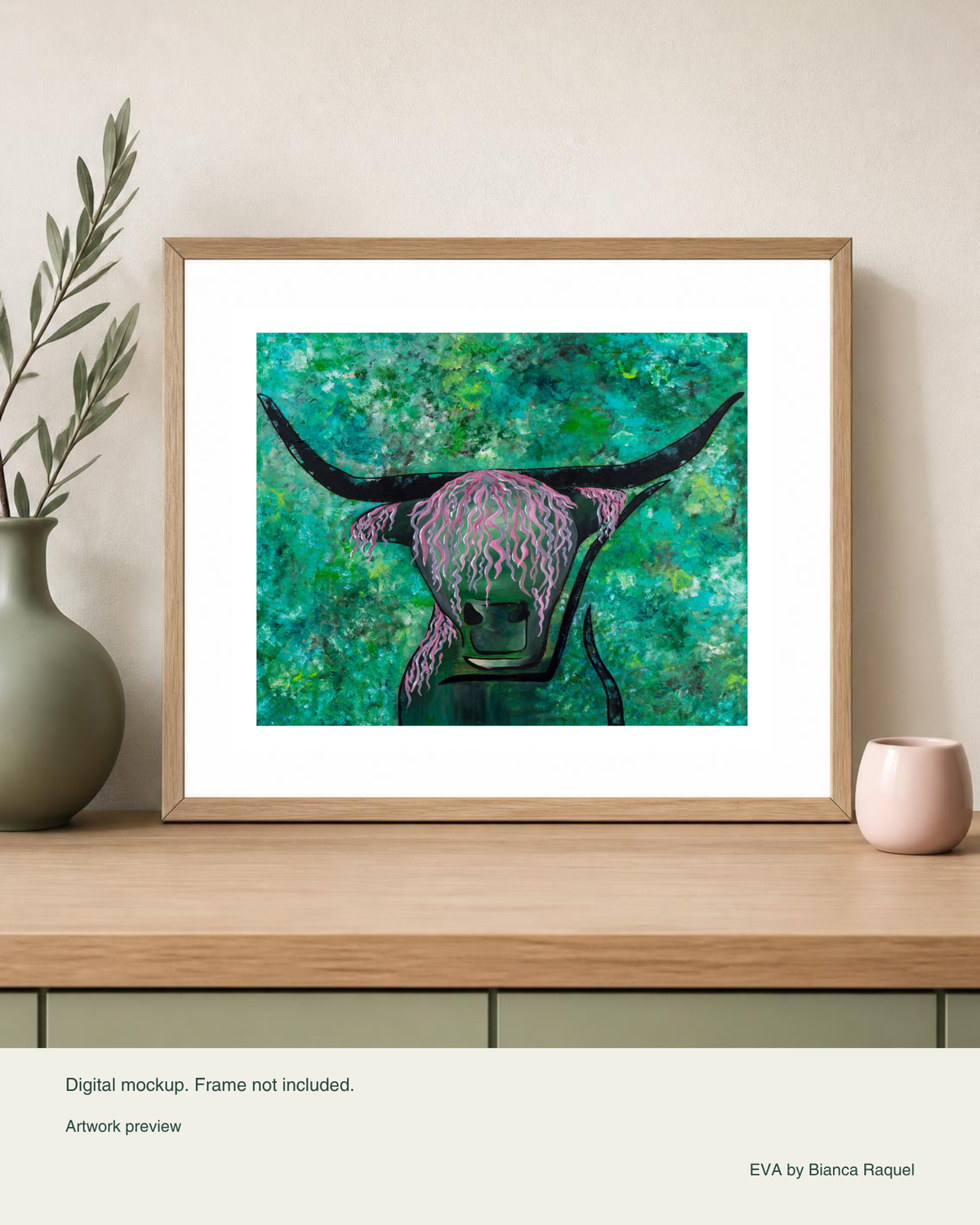 hippie large signed collector print digital framed mockup, frame not included