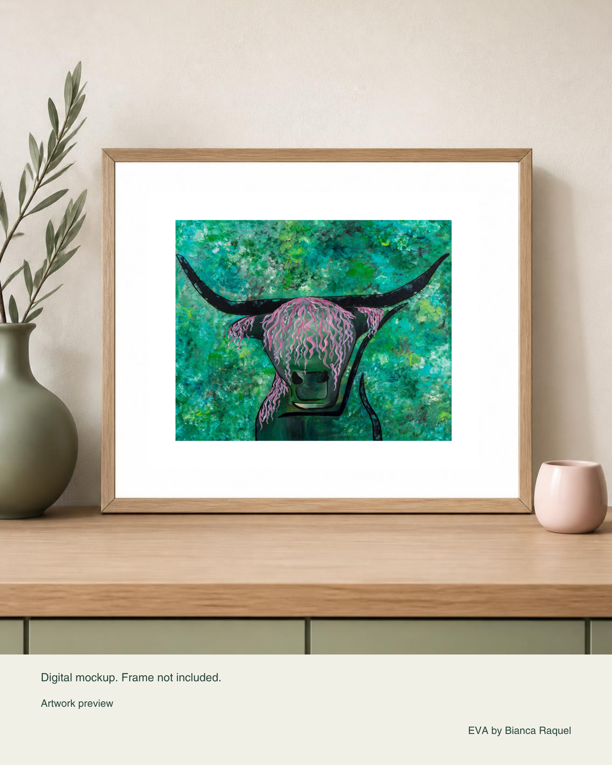 hippie small signed collector print digital framed mockup, frame not included