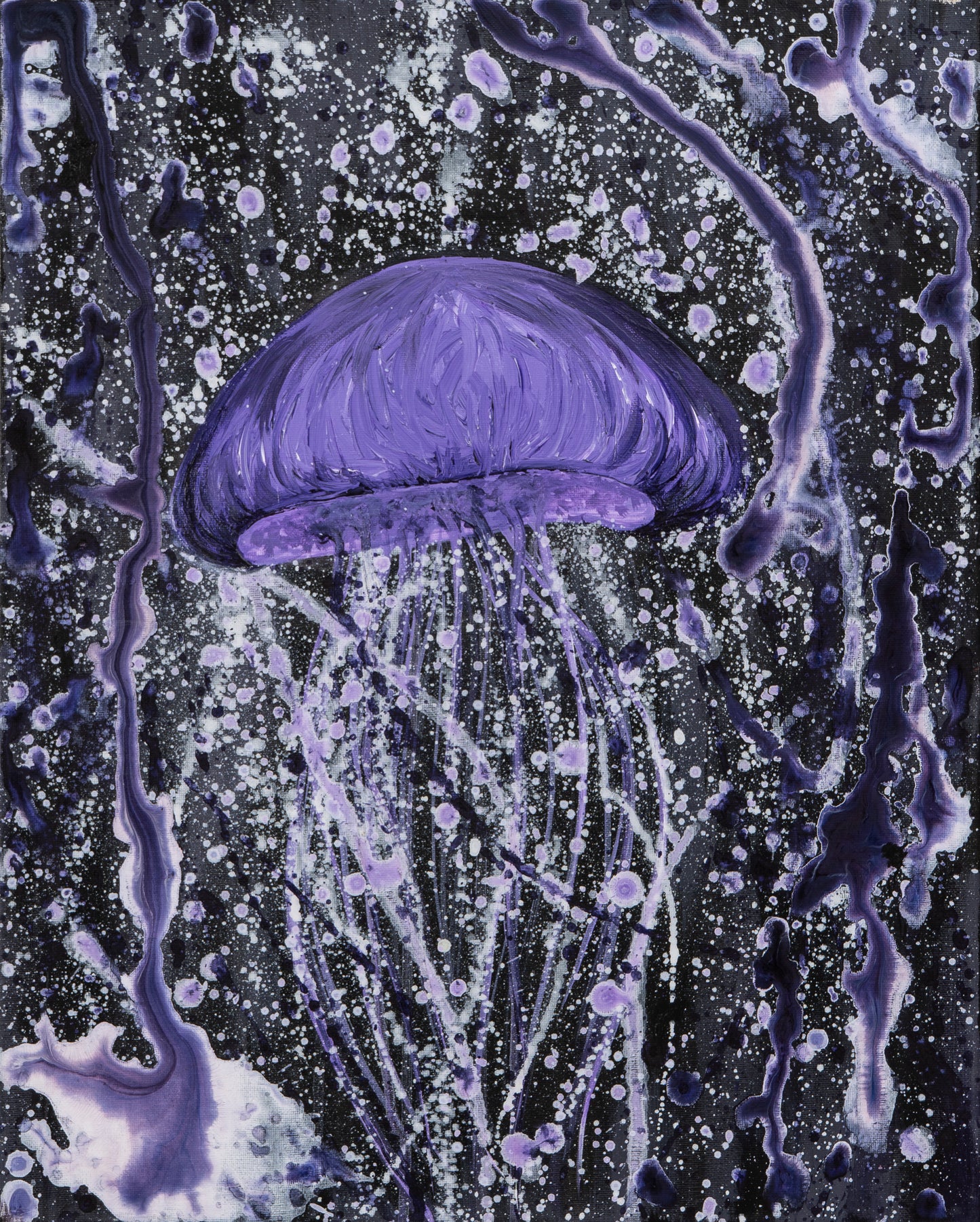 Drift in Violet - Original Acrylic Jellyfish Painting