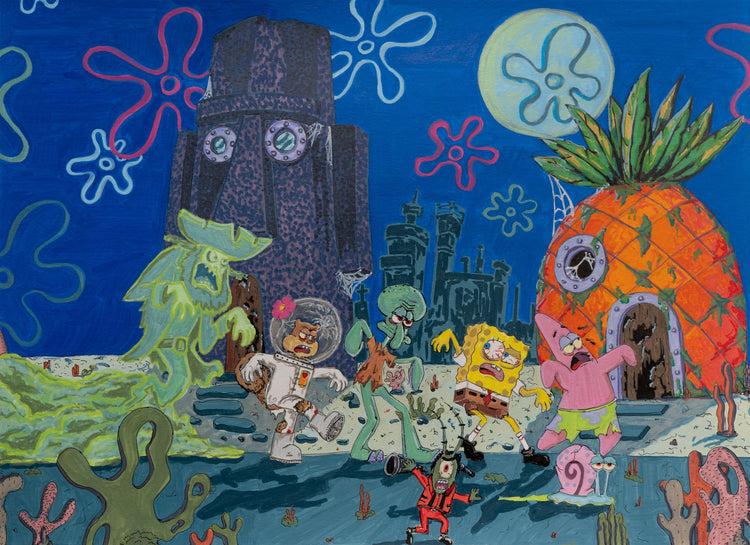 Thriller in Bikini Bottom by Bianca Raquel. Artwork detail; the production layout includes a white border.